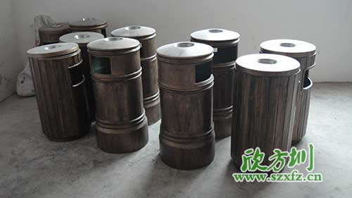  古意盎然，韶關園林仿銅玻璃鋼垃圾桶